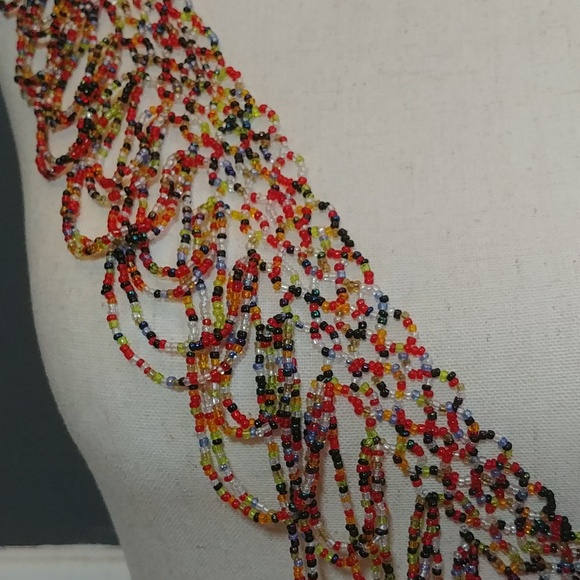 Hand Made Beaded Belt Adjustable Boho Hippie Festival Multi Colour - Picture 3 of 6